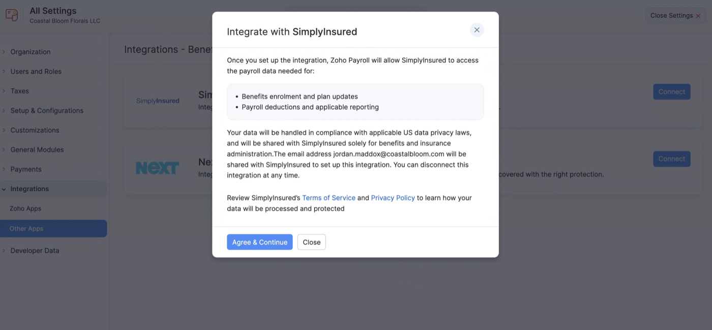 Integrate with SimplyInsured consent window