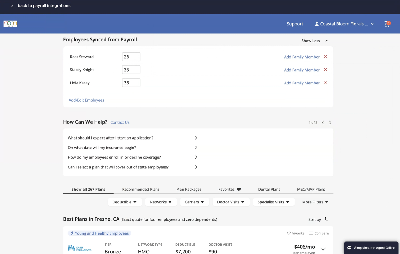 Employees synced from Payroll panel