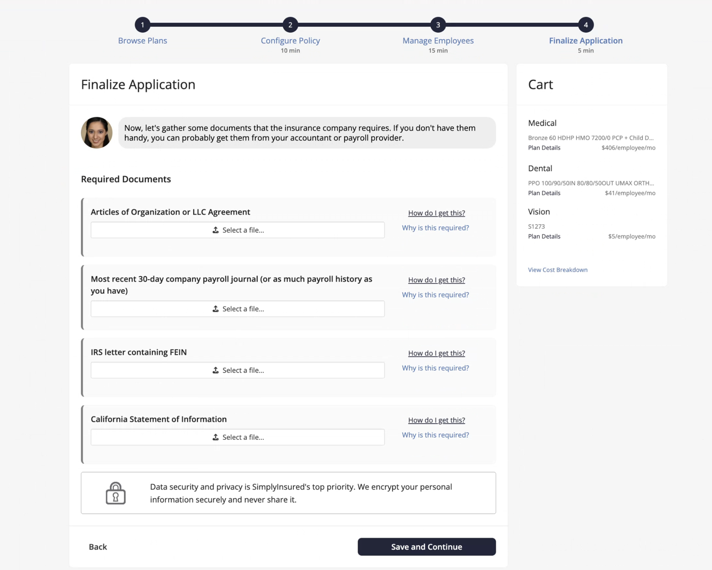 Upload required documents
