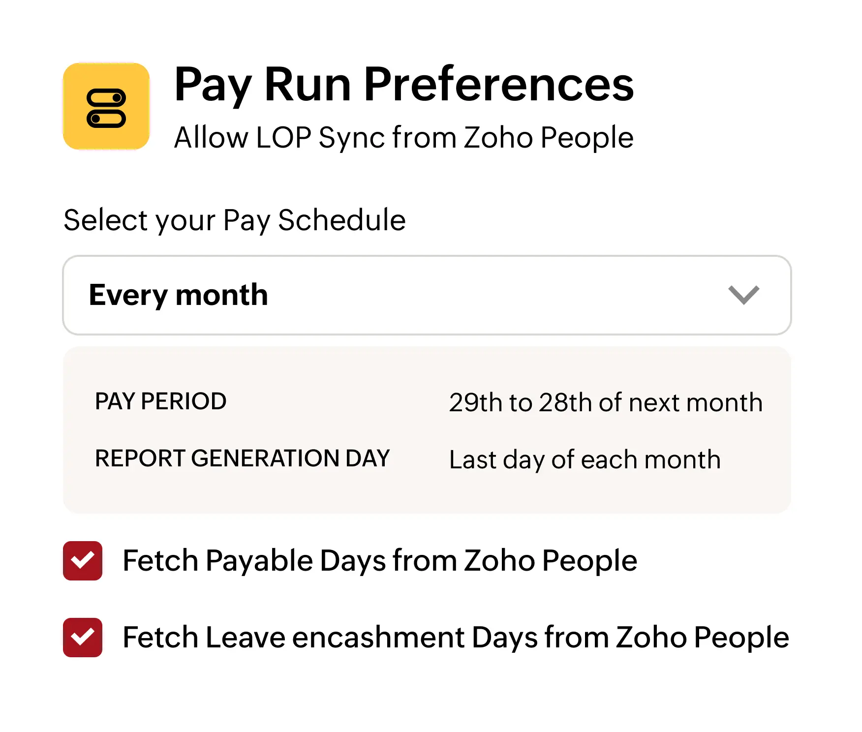 Calculate LOP details from Zoho People to Zoho People