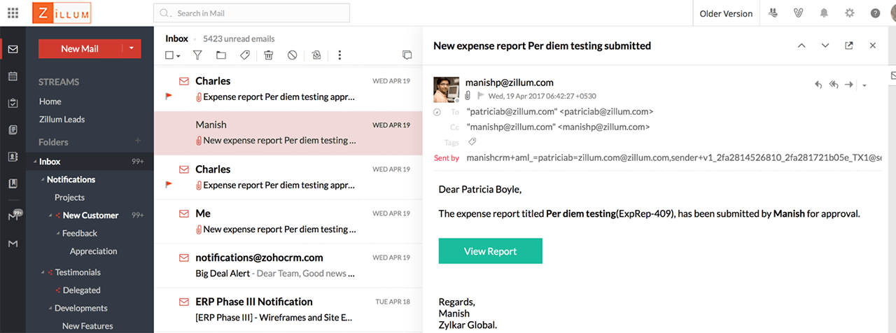 how to free up space in zoho mail