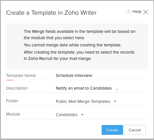 managing mail merge templates