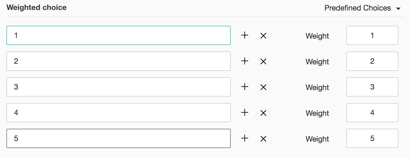 Matrix rating scale weighted choice question