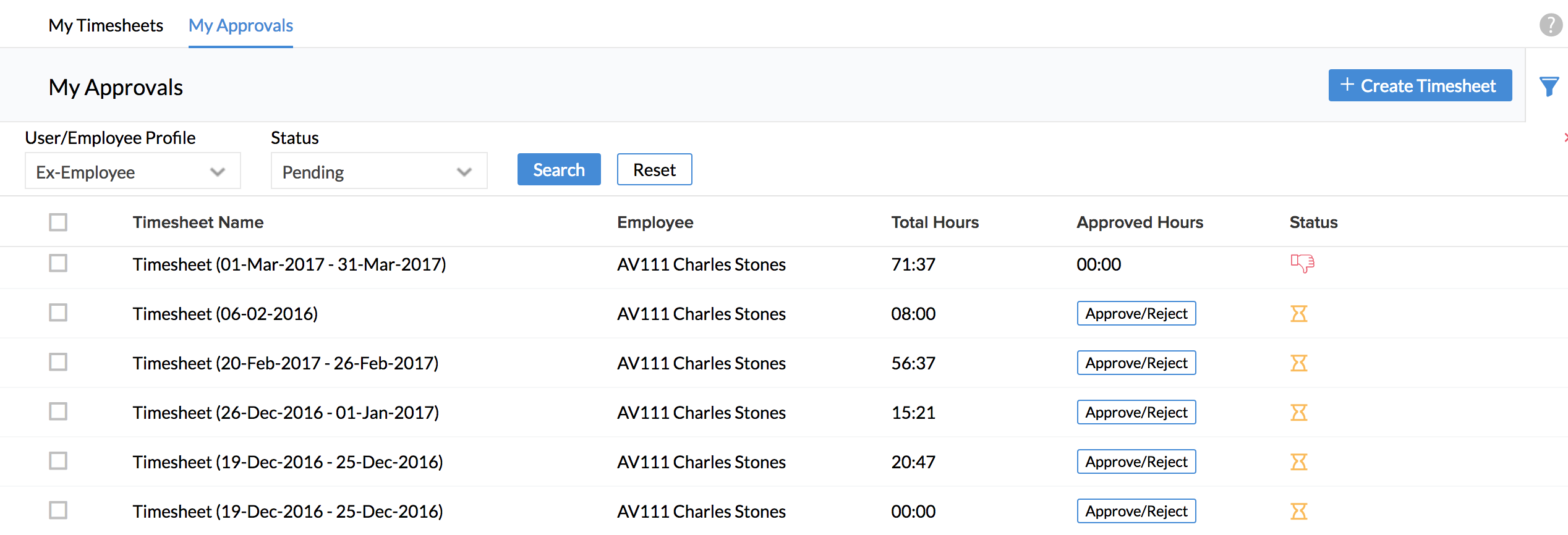 Timesheets Zoho People