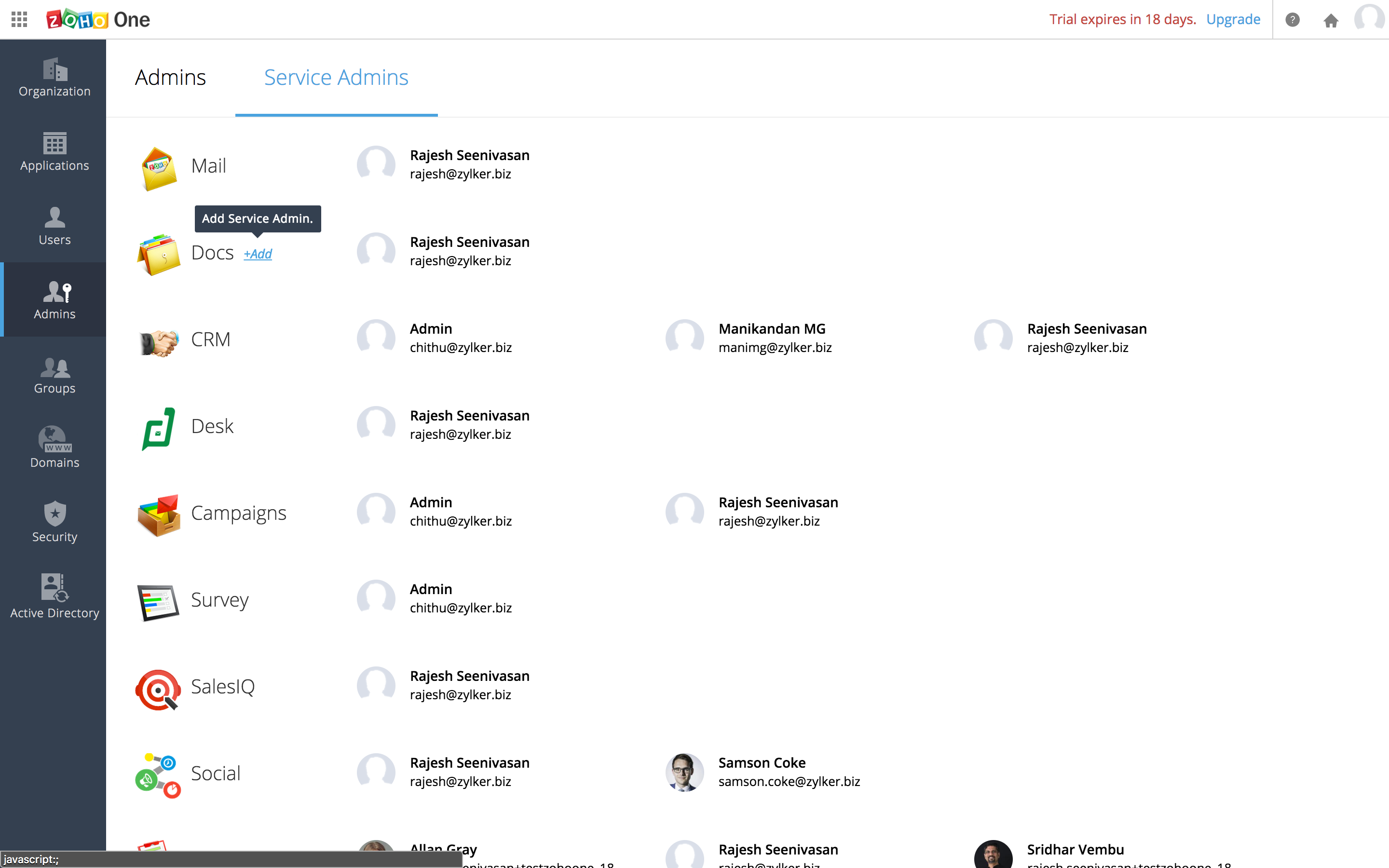 Zoho Desk Admin Console