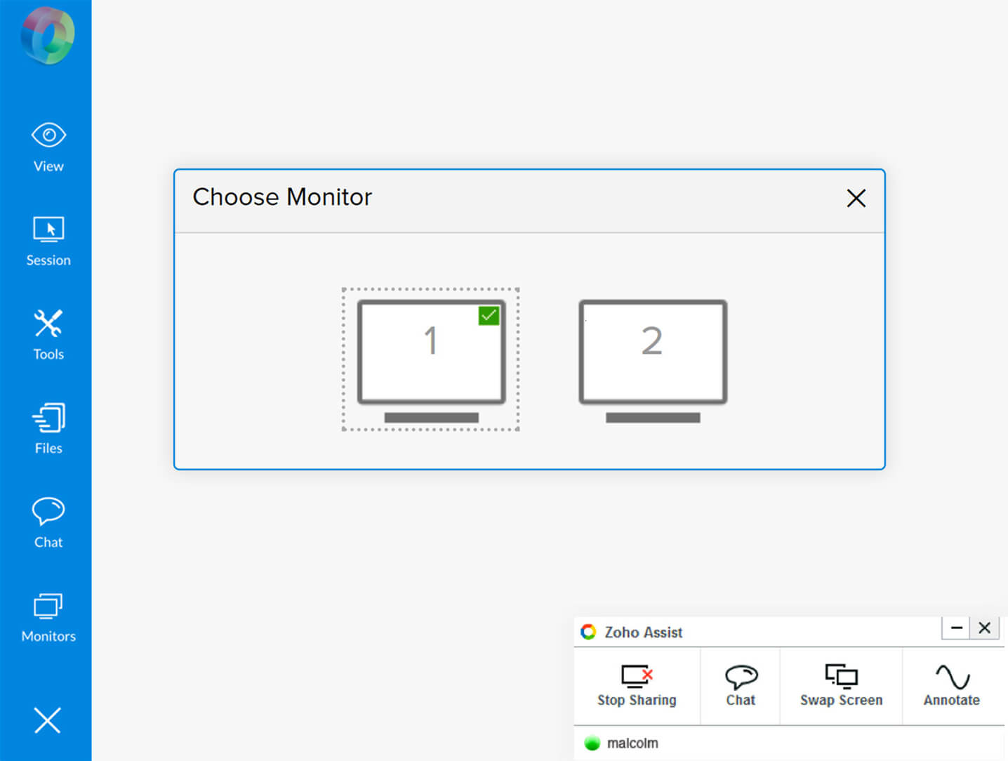 Multi-monitor navigation with Zoho Assist