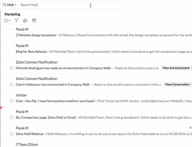 How to search for emails with attachments from a specific contact