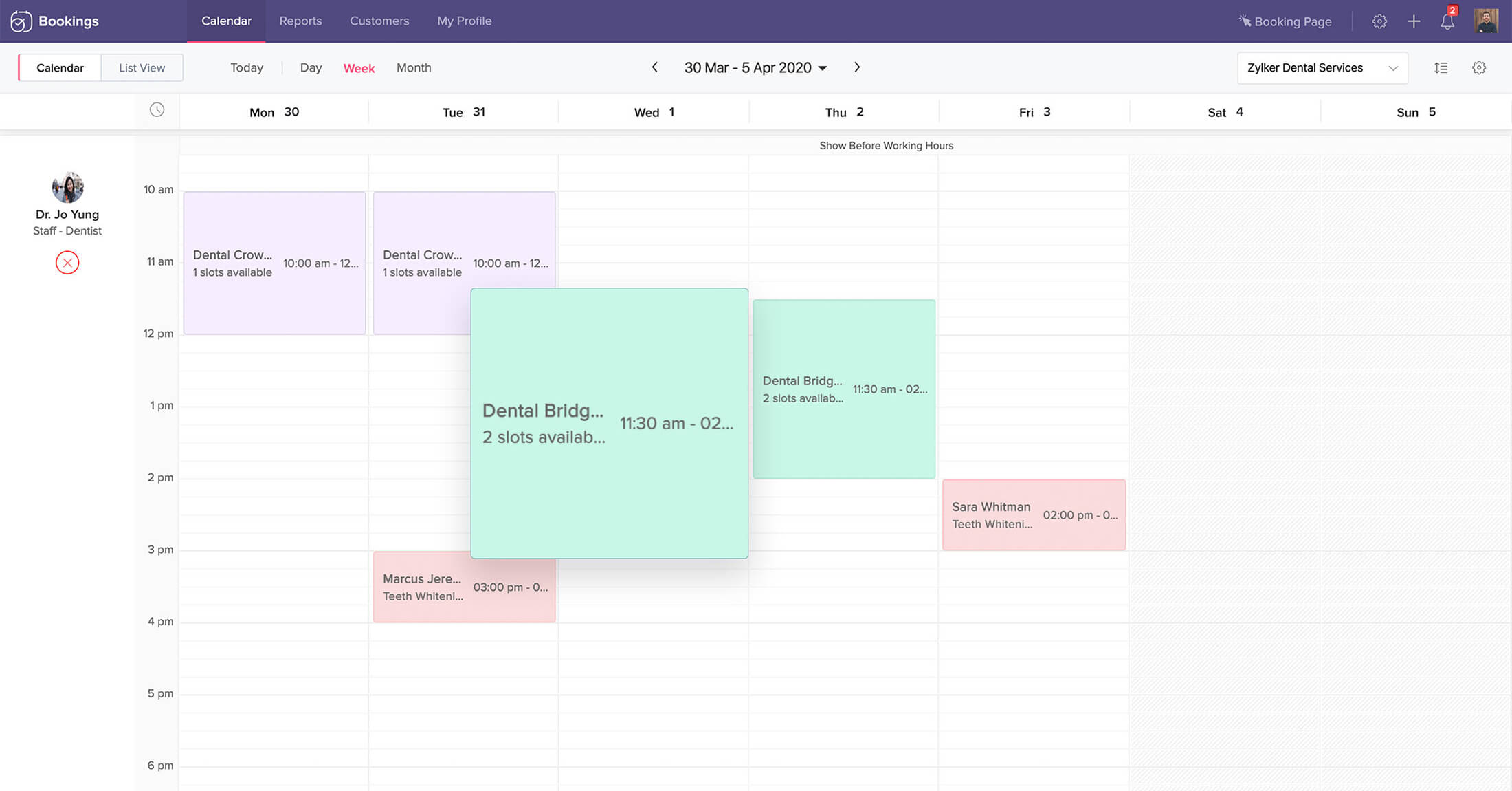 Dental appointment scheduling software with reminders Zoho Bookings