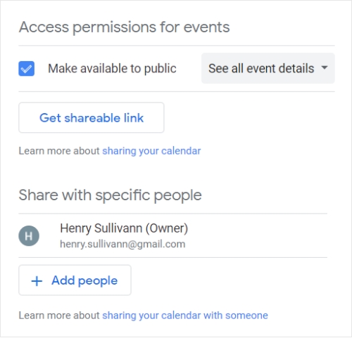 Sharing Google Calendar with others