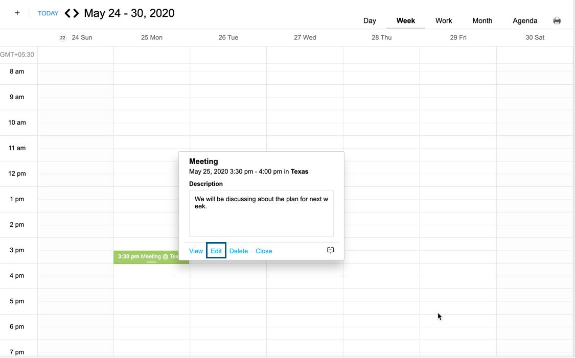 Edit, Delete and Associate Events created on Zoho Calendar