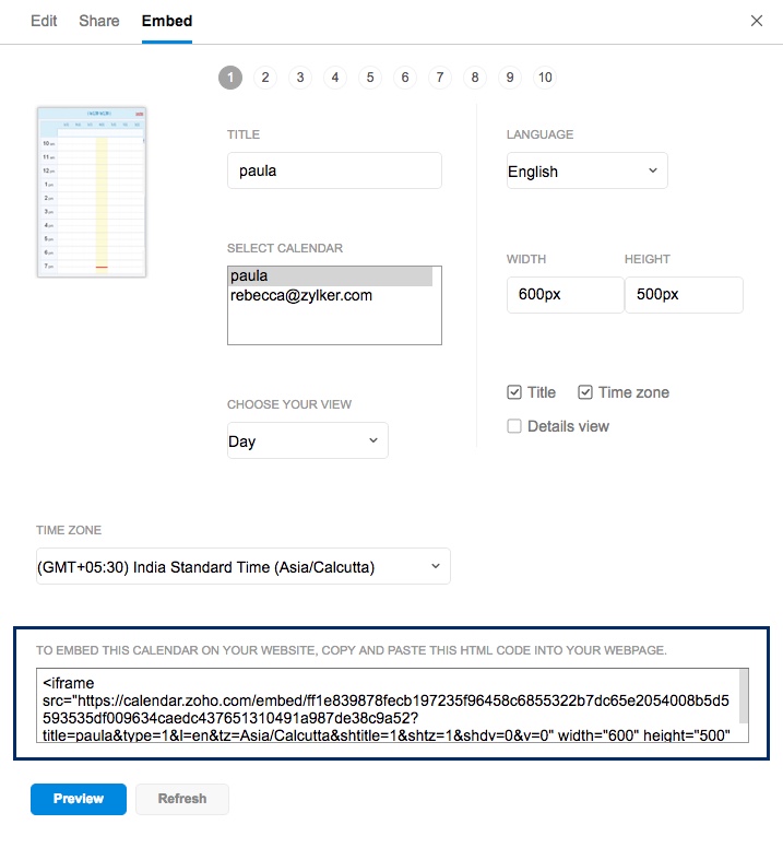 sharing and permissions in zoho calendar free calendar html code for website