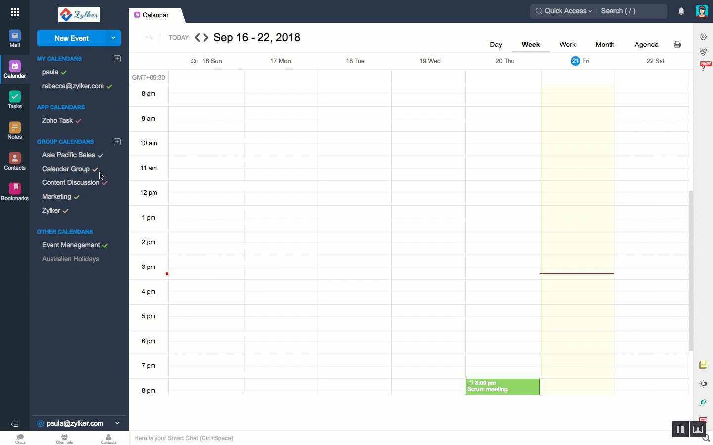Create and manage Group Calendars in Zoho Calendar