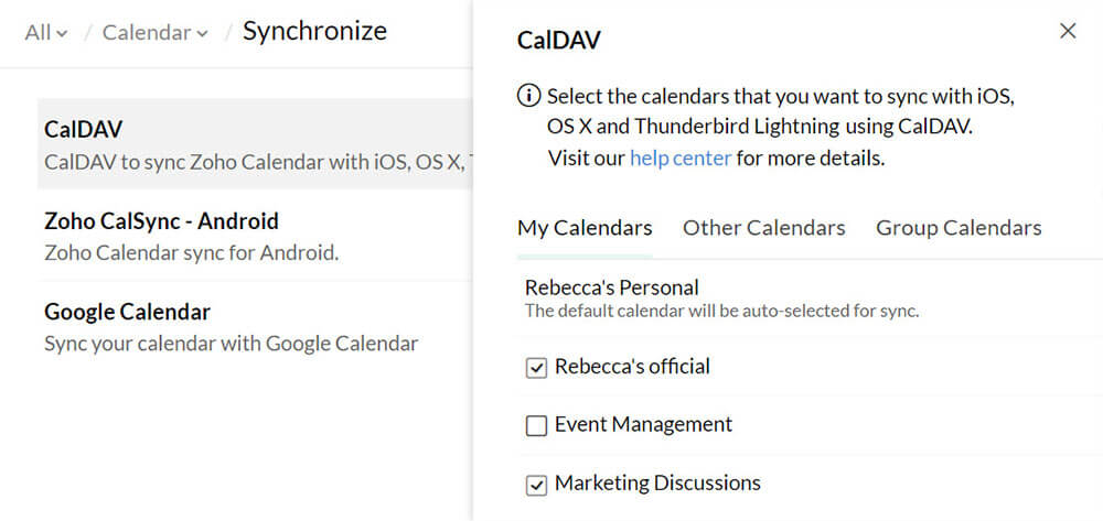 カレンダーをios Android その他の端末と同期 Zoho Calendar