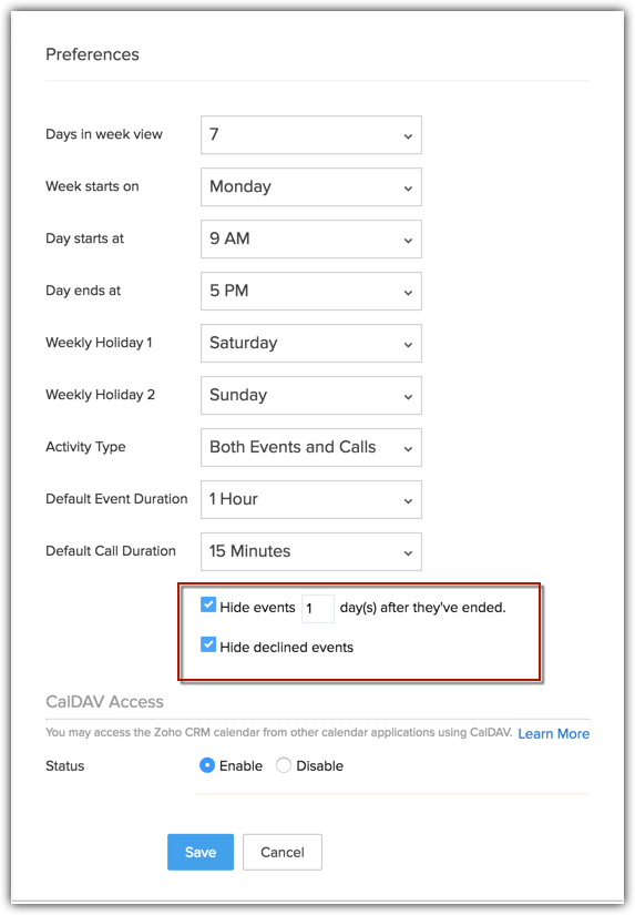 CRM Calendar Tips Zoho CRM