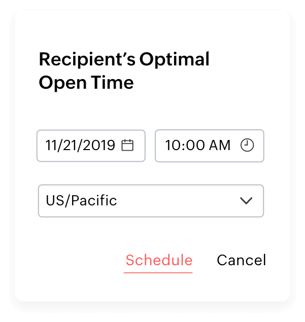 Recipient's optimal open time delivery