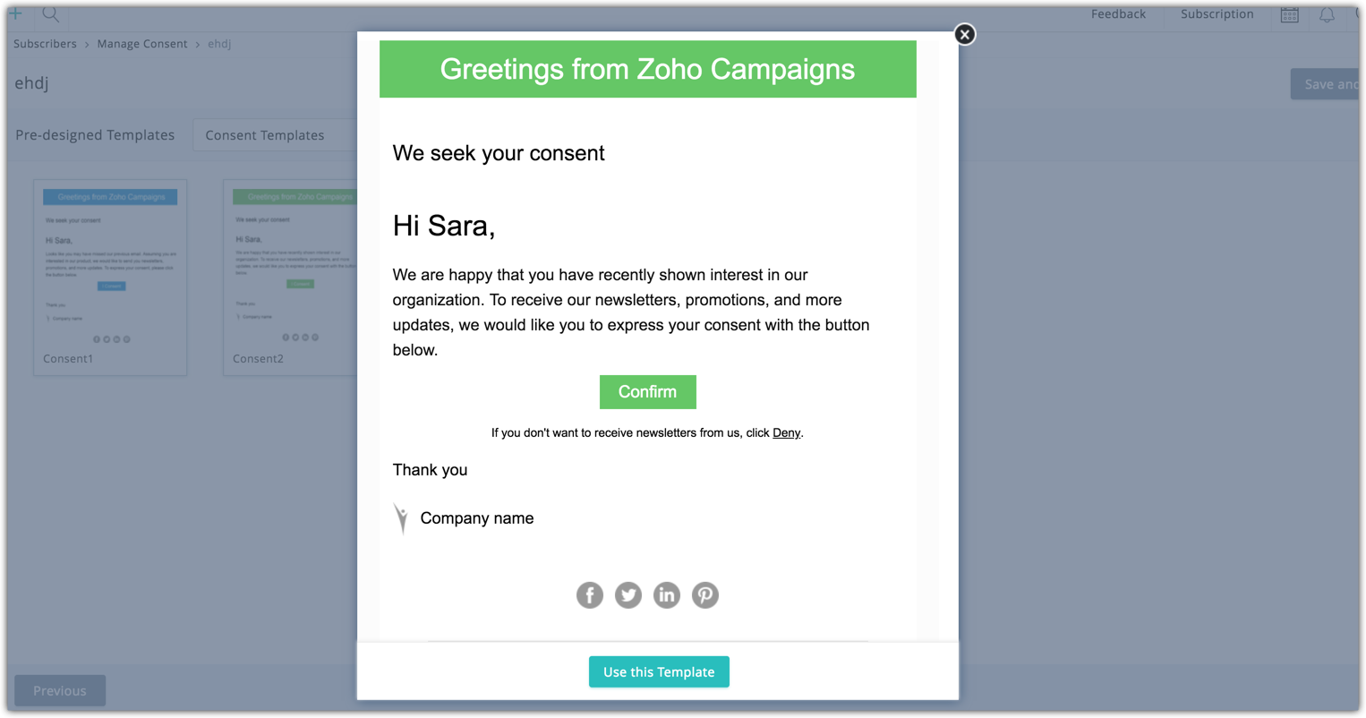 Create Consent Email - Online Help | Zoho Campaigns