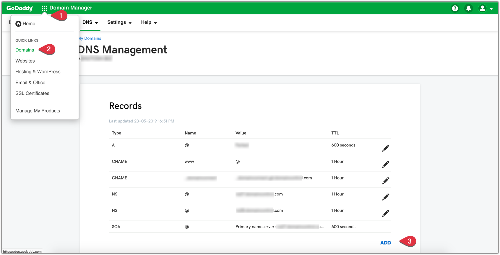 Godaddy domain. Настройка DNS godaddy. DNS Management godaddy. Add record godaddy.