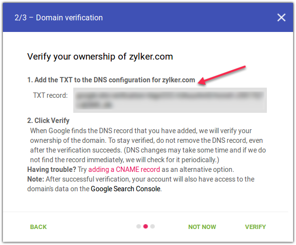 Domain Verification in Google Postmaster tool