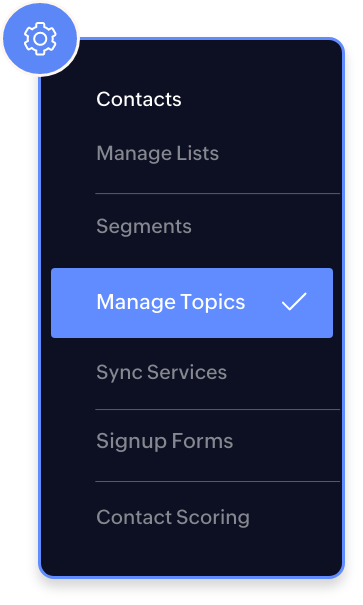 Topic management Add Contacts