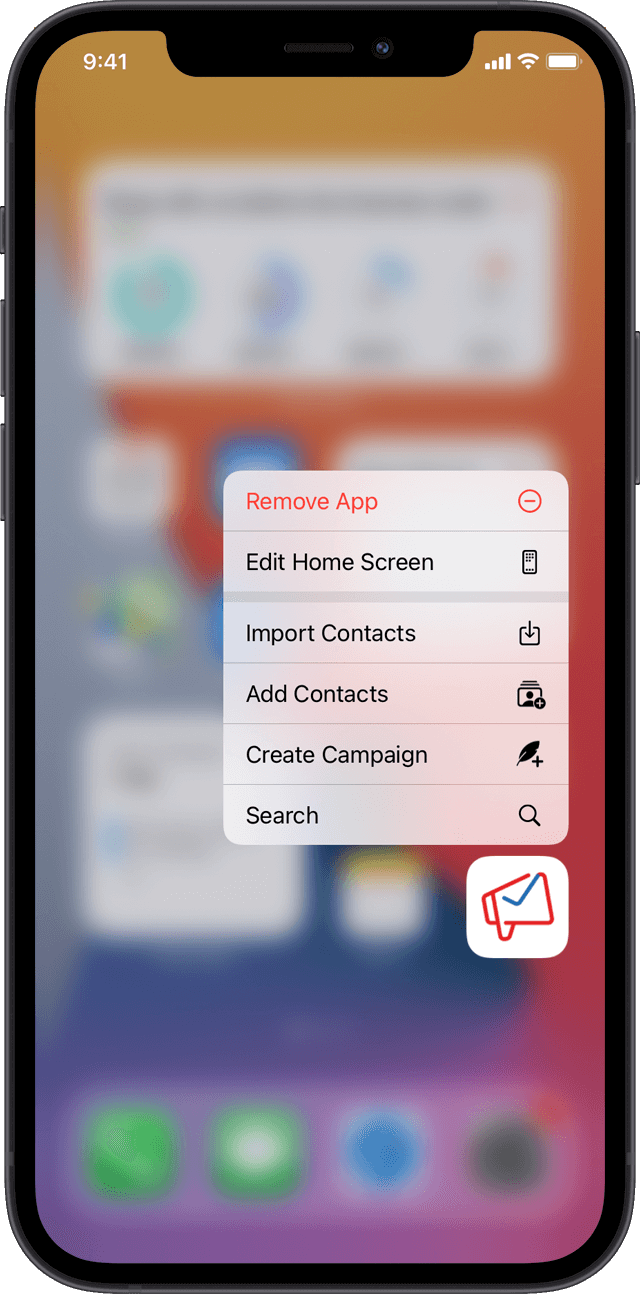 Startbildschirm – Schnellzugriff auf mobile App