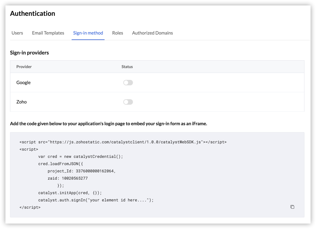 Configure Signin Method Authentication App Tutorial Online Help Catalyst