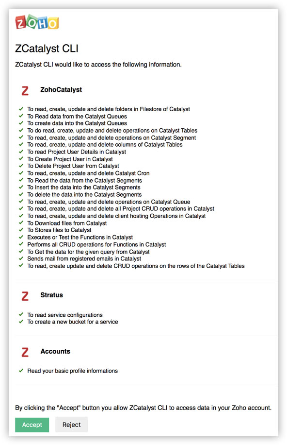 Login CLI Circuits Tutorial Zoho Catalyst