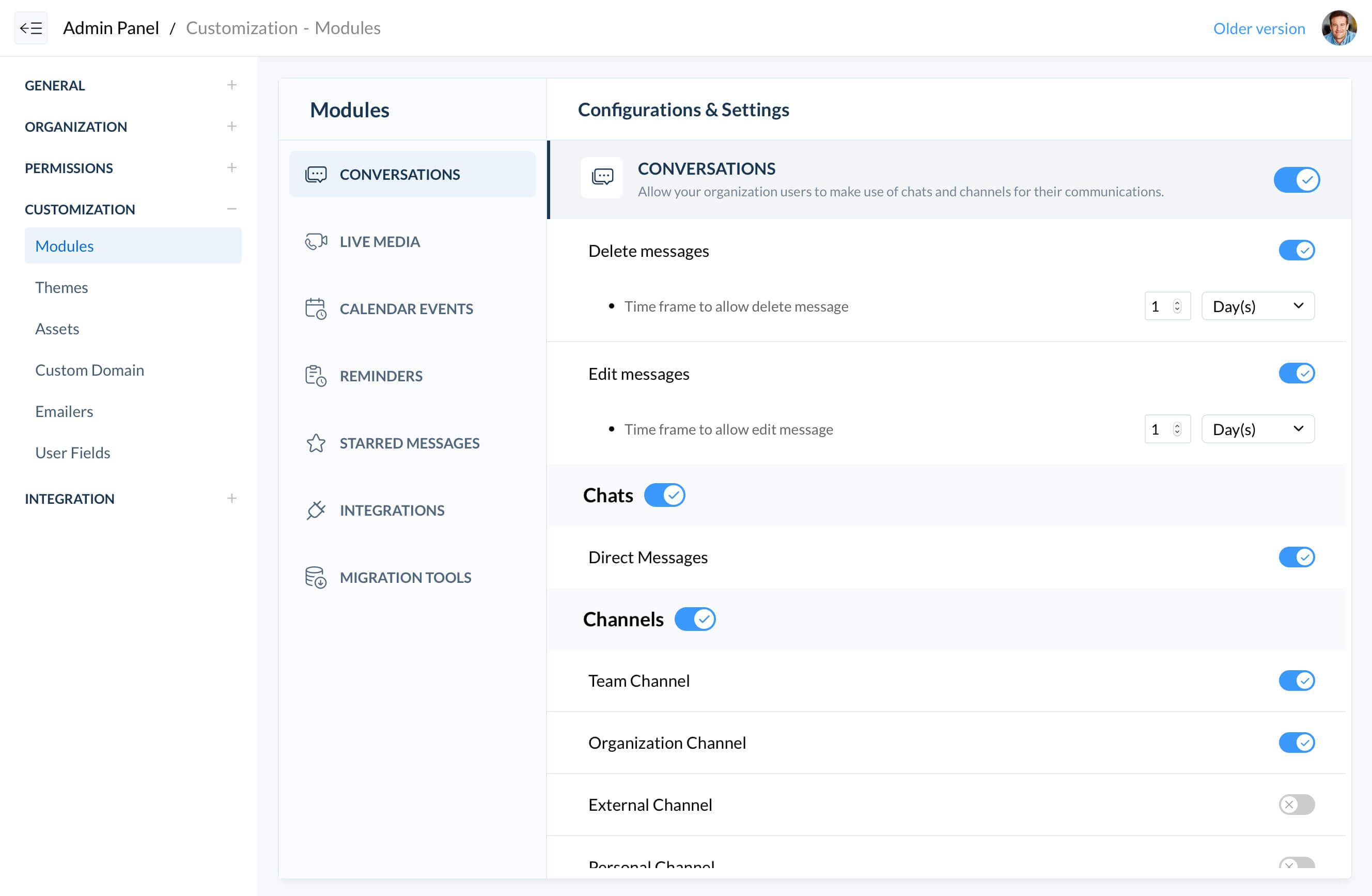 Customizing module access Cliq