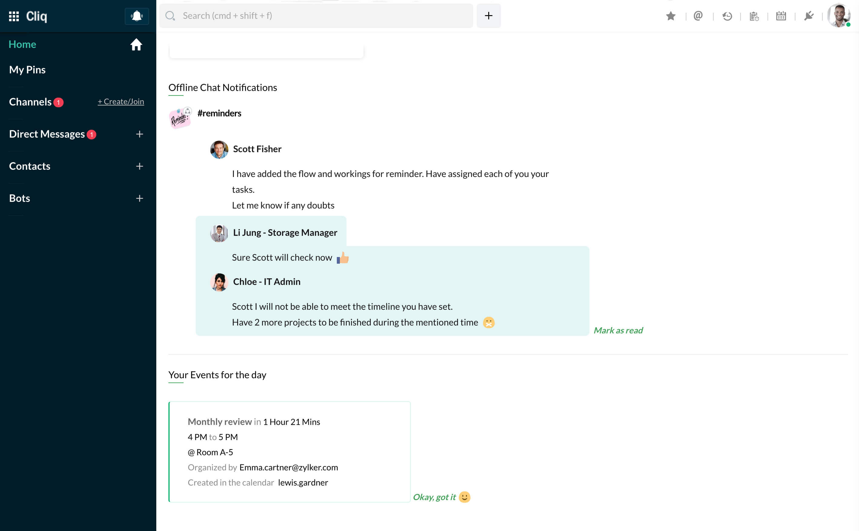 Cliq Home Notifications Cliq