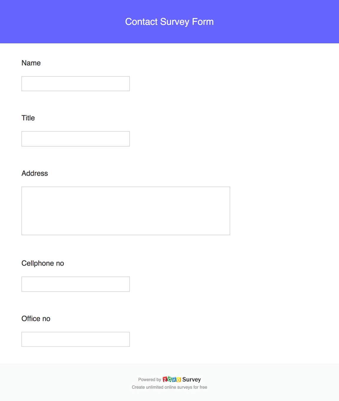 Contact survey form questionnaire template