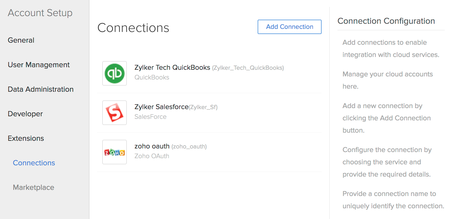Connections Help Zoho Creator
