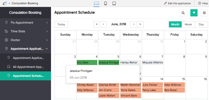 Understand Quick View Layouts In Calendar Report For Browser Zoho Creator Help