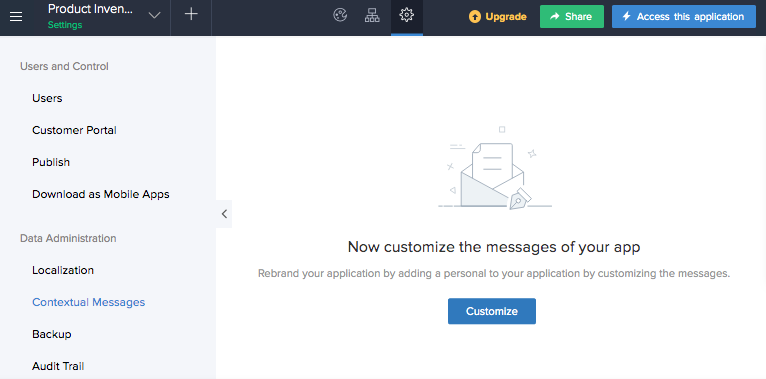 contextual message zoho creator