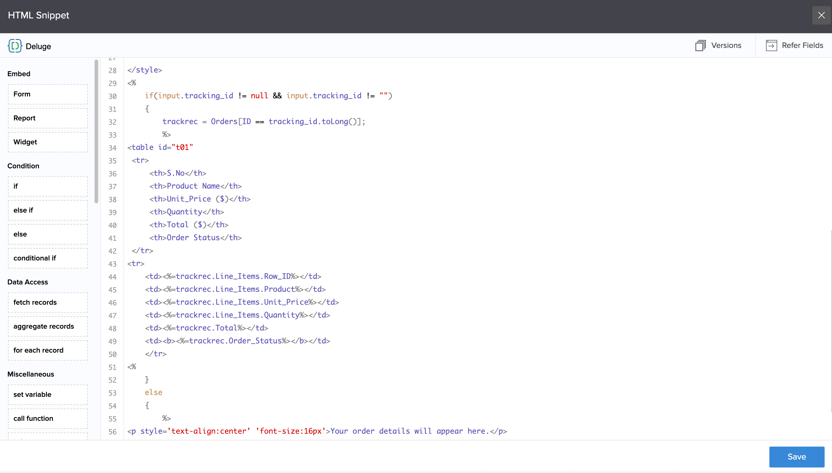 Understand HTML Snippets Zoho Creator Help