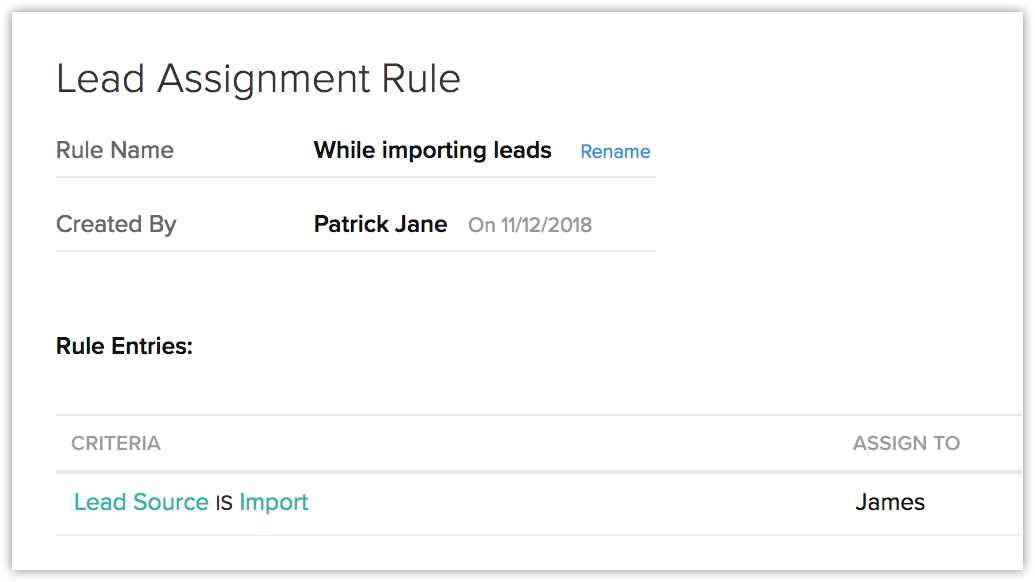 Regras de atribuição no Zoho CRM