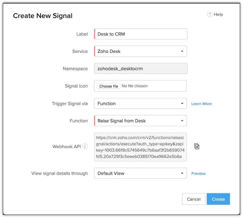 Create a Custom Signal Signals Online Help Zoho CRM