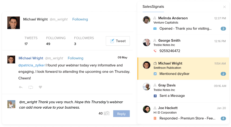 SalesSignals with real-time notifications. CRM Tool - Zoho