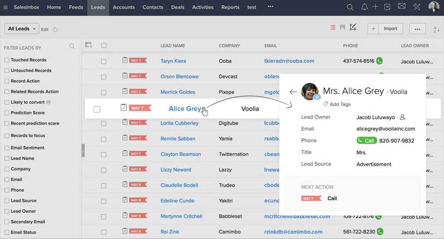 CRM-Lead-Verwaltung – Zoho CRM