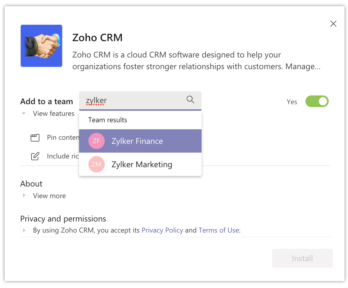 Microsoft Teams Integration Online Help Zoho CRM