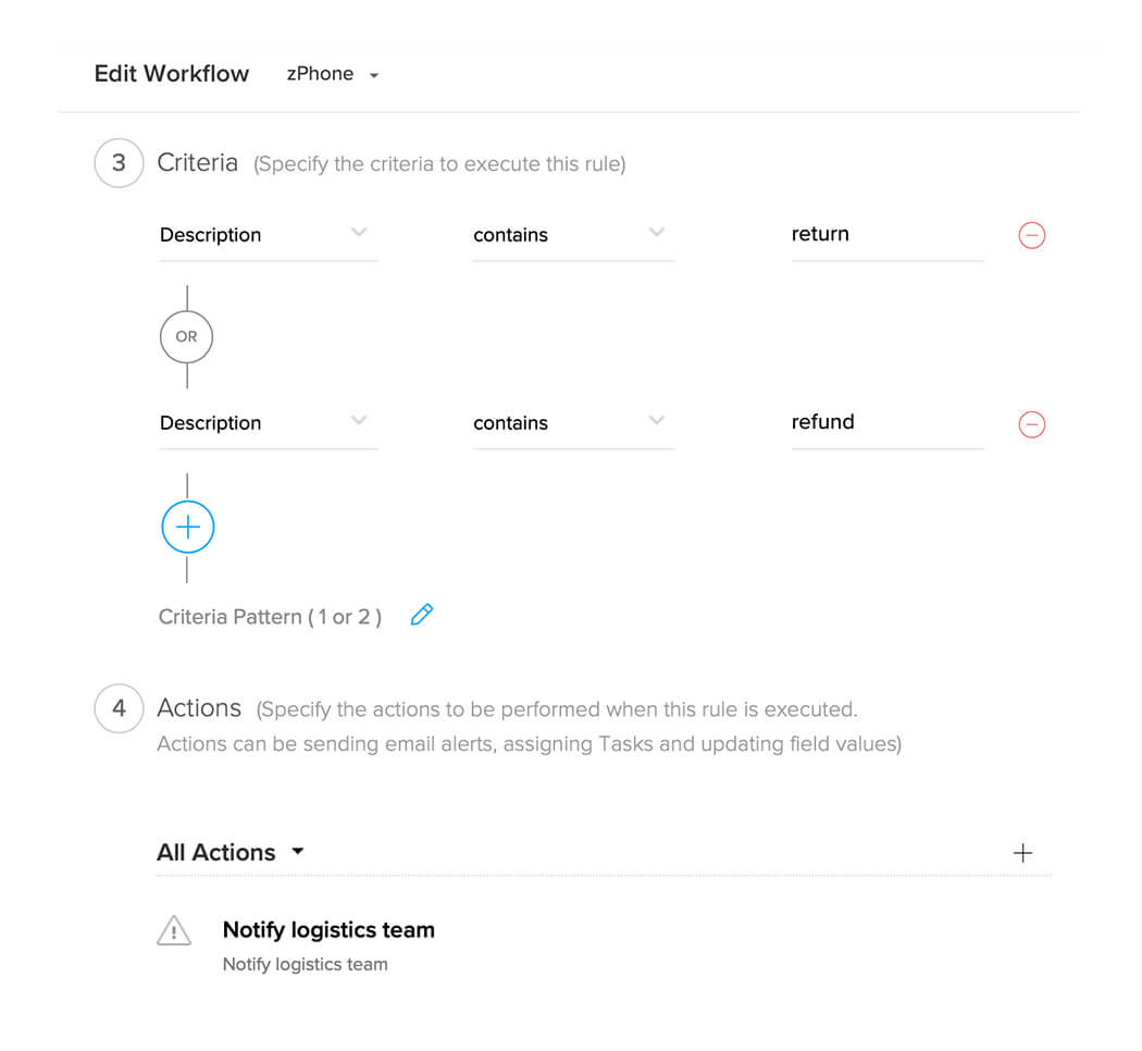 règles d'automatisation dans Zoho Desk