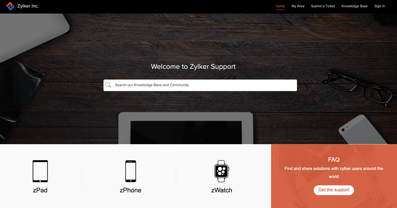 Zoho desk's customer portal for Large teams