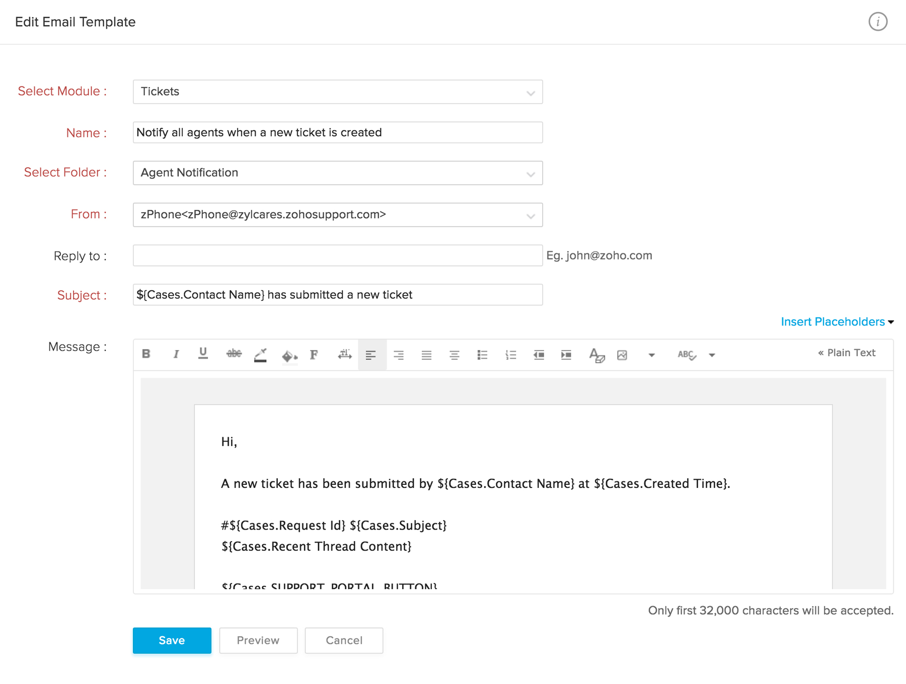 Email Templates in Zoho Desk
