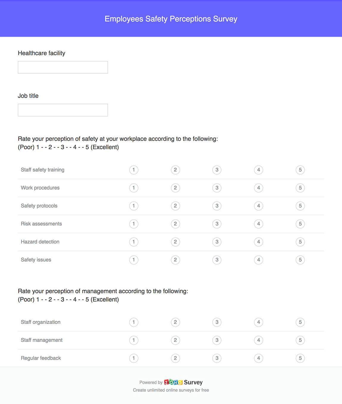 Employees Safety Perceptions Survey Template Zoho Survey - 