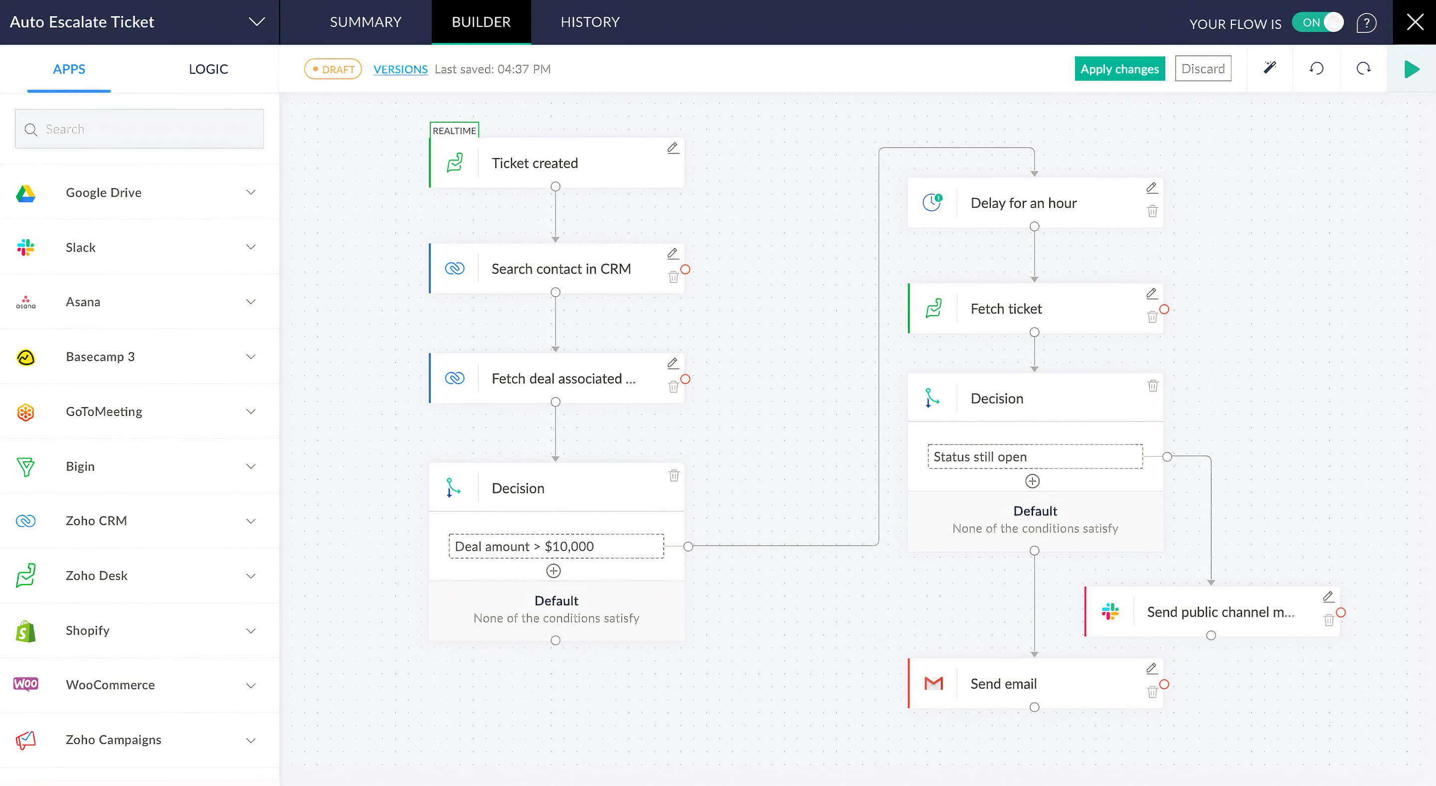 zoho crm workflow