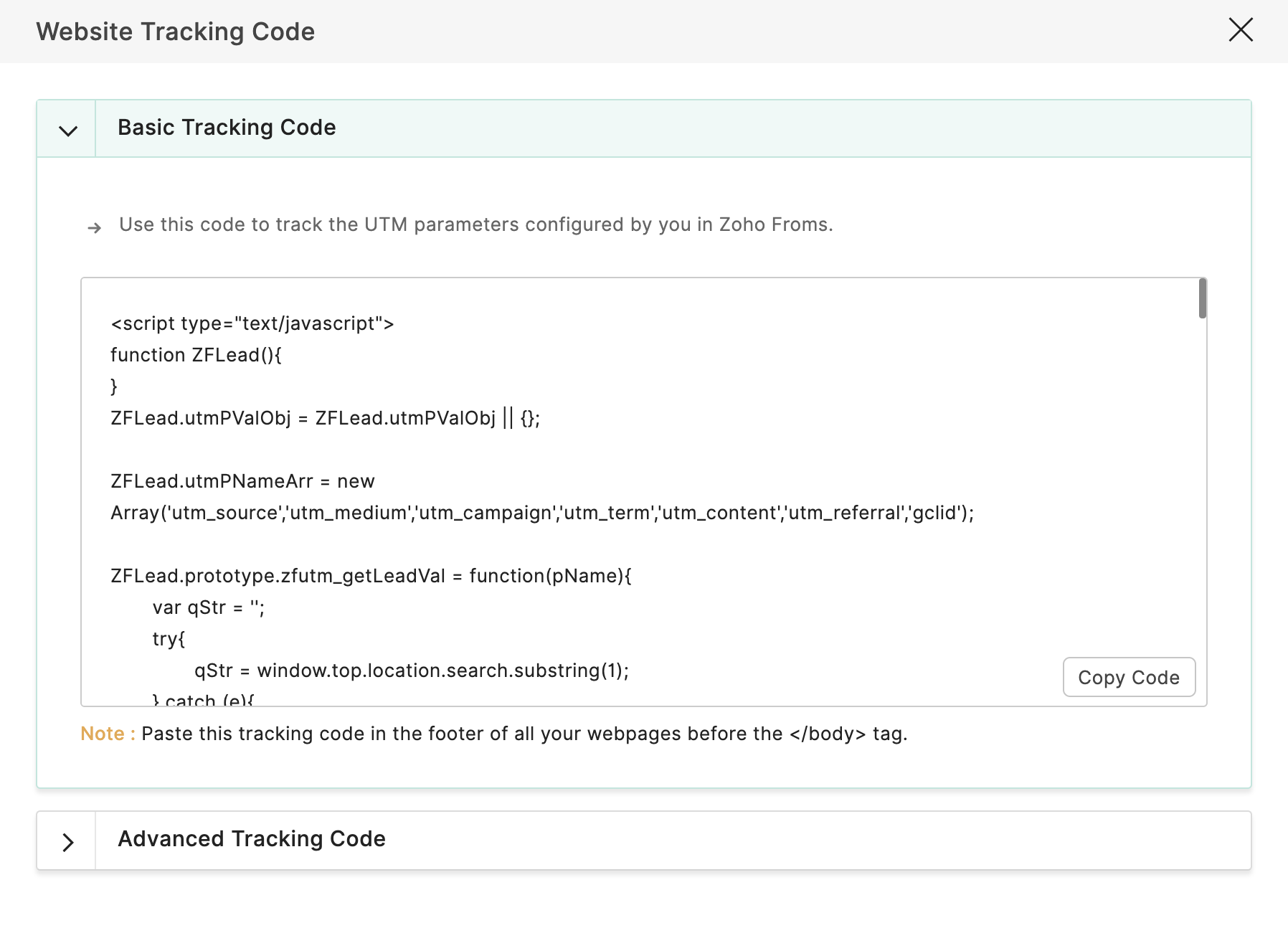 Basic Tracking Code