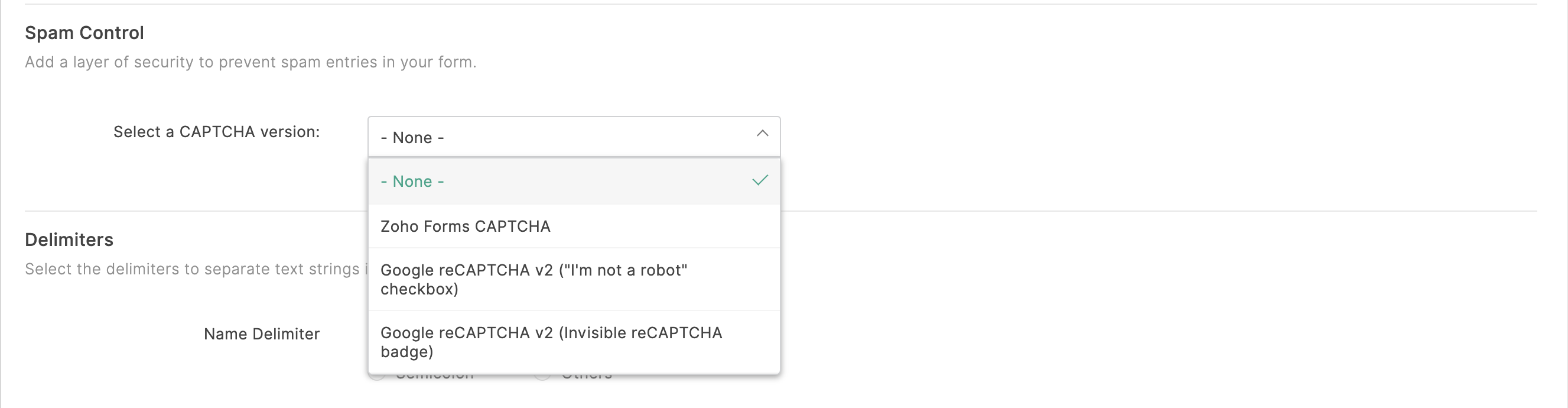 Select a CAPTCHA version