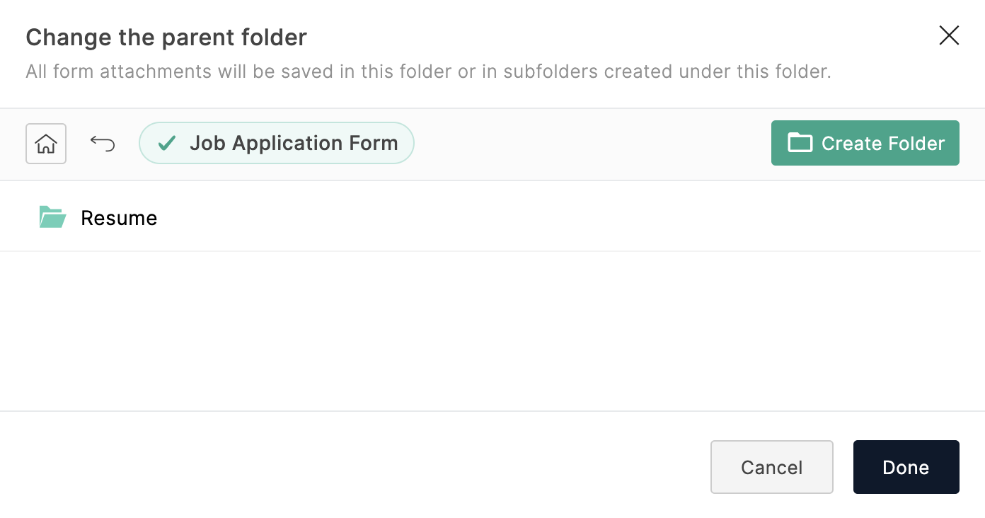 Manually map attachment fields to folders in Dropbox. 