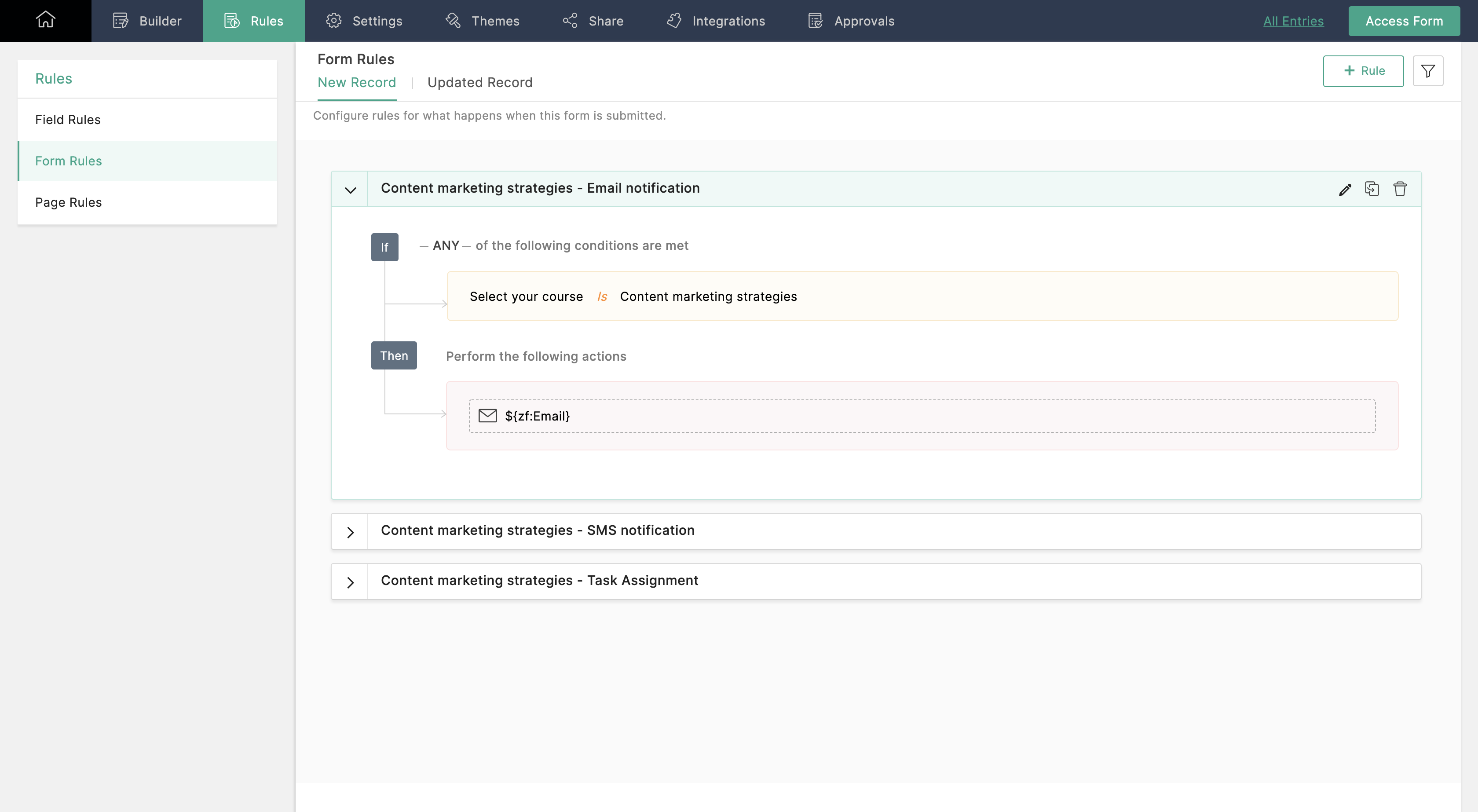 Form Rules Configuration