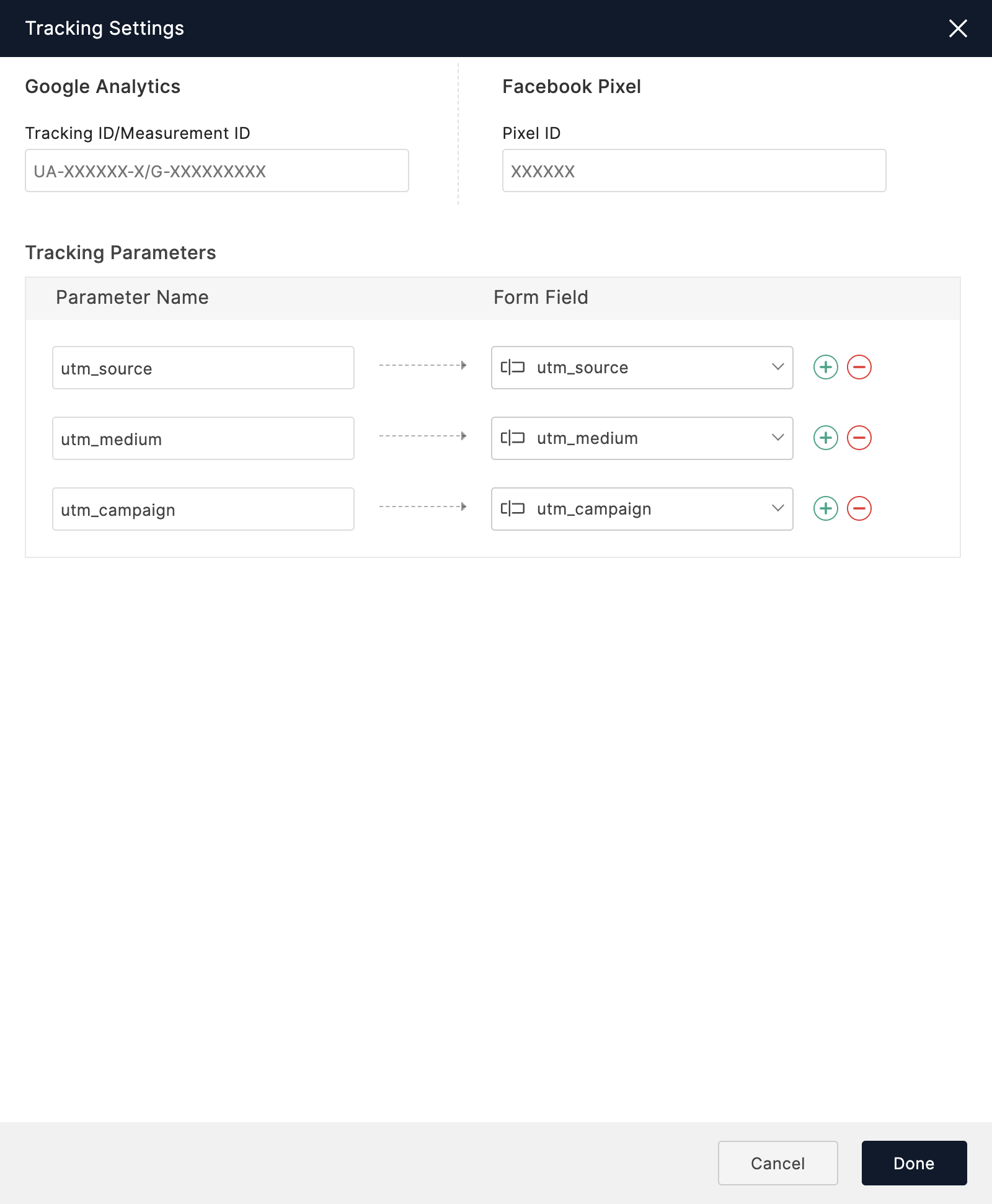 Tracking Settings