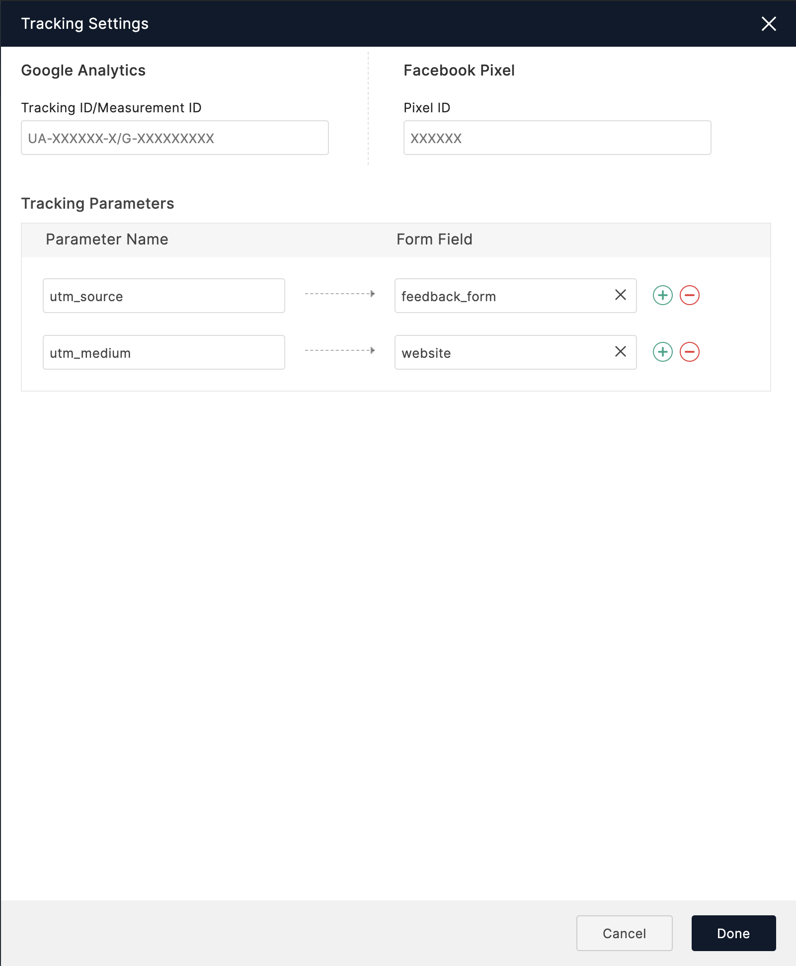 Tracking Settings