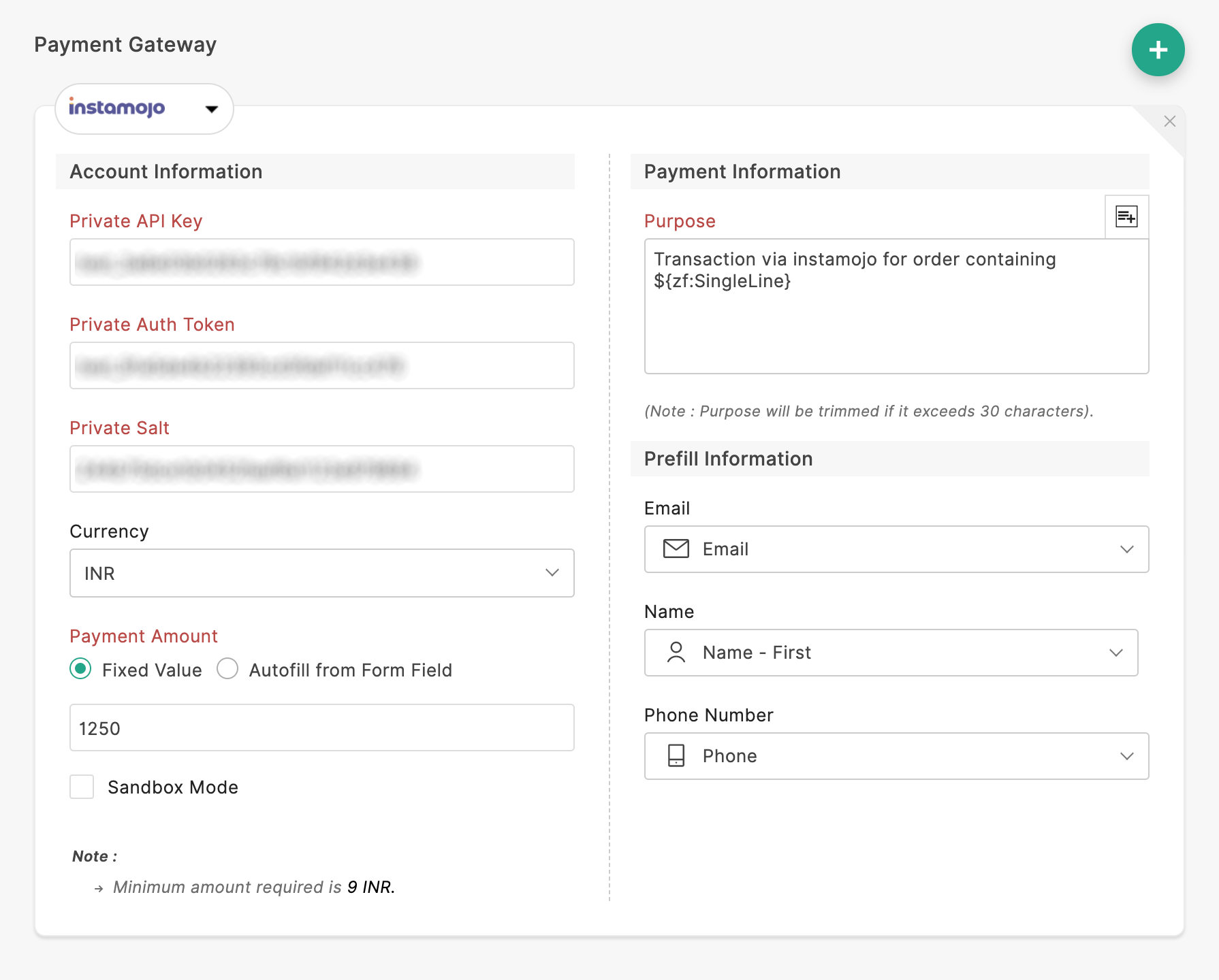 Instamojo Payment Gateway Configuration